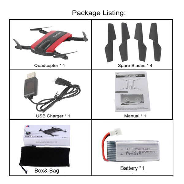 Selfie Drone JXD 523W  JXD 523 Tracker Foldable Mini Rc Drone with Wifi FPV Camera