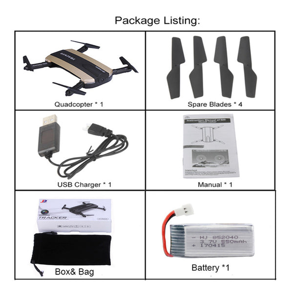 Selfie Drone JXD 523W  JXD 523 Tracker Foldable Mini Rc Drone with Wifi FPV Camera