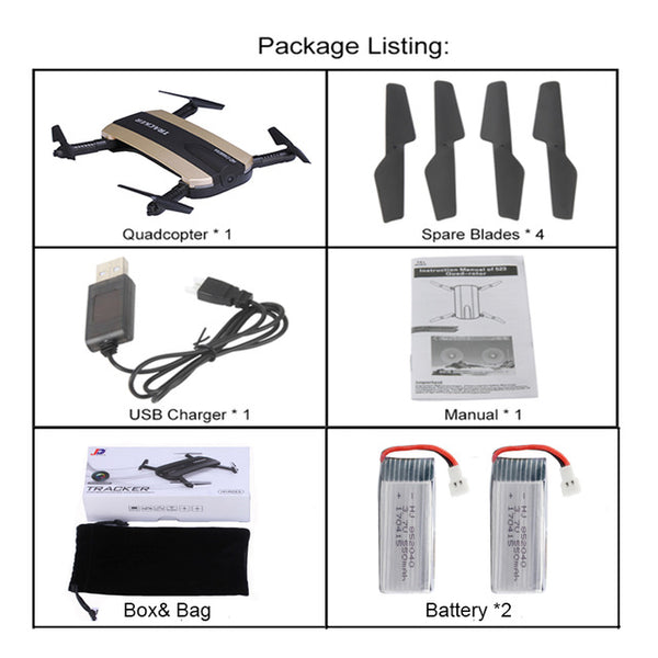 Selfie Drone JXD 523W  JXD 523 Tracker Foldable Mini Rc Drone with Wifi FPV Camera
