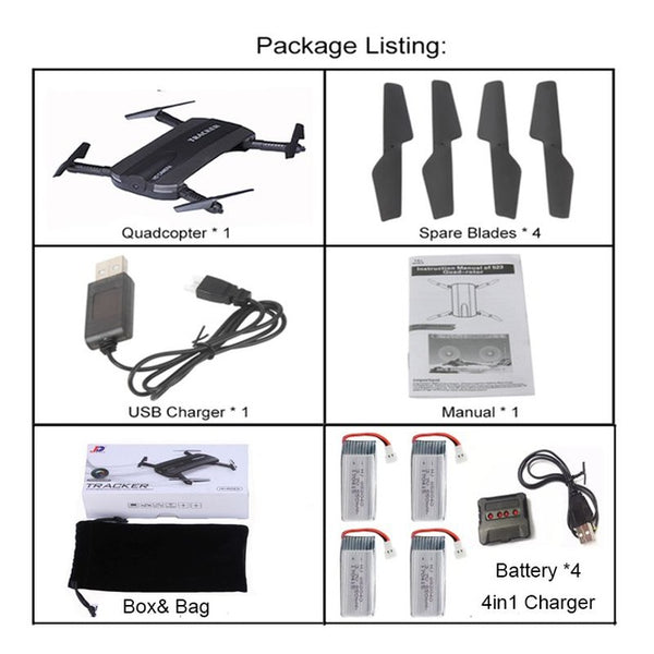 Selfie Drone JXD 523W  JXD 523 Tracker Foldable Mini Rc Drone with Wifi FPV Camera