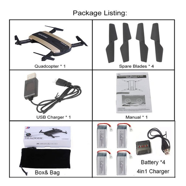 Selfie Drone JXD 523W  JXD 523 Tracker Foldable Mini Rc Drone with Wifi FPV Camera