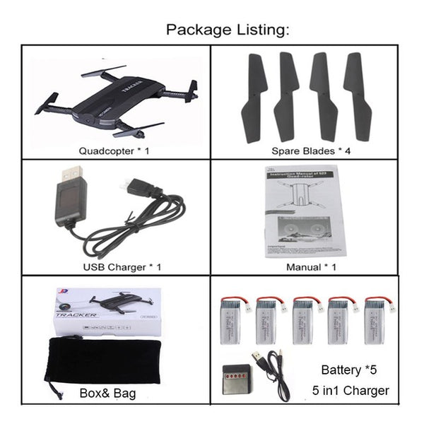 Selfie Drone JXD 523W  JXD 523 Tracker Foldable Mini Rc Drone with Wifi FPV Camera