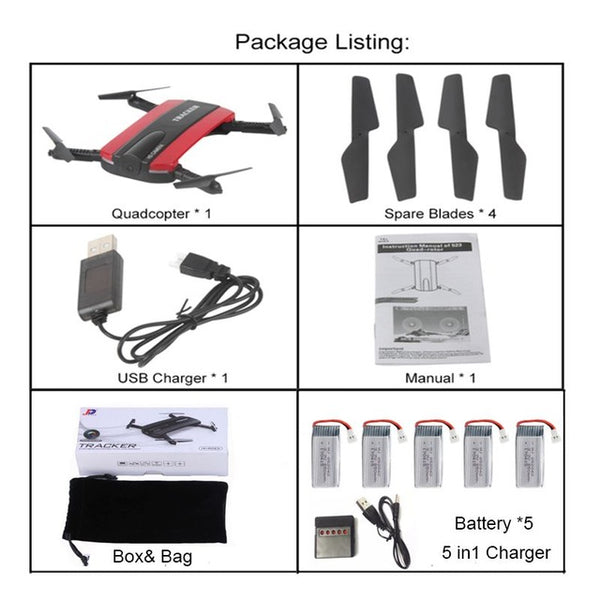 Selfie Drone JXD 523W  JXD 523 Tracker Foldable Mini Rc Drone with Wifi FPV Camera
