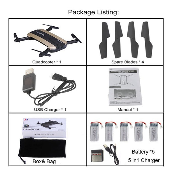 Selfie Drone JXD 523W  JXD 523 Tracker Foldable Mini Rc Drone with Wifi FPV Camera