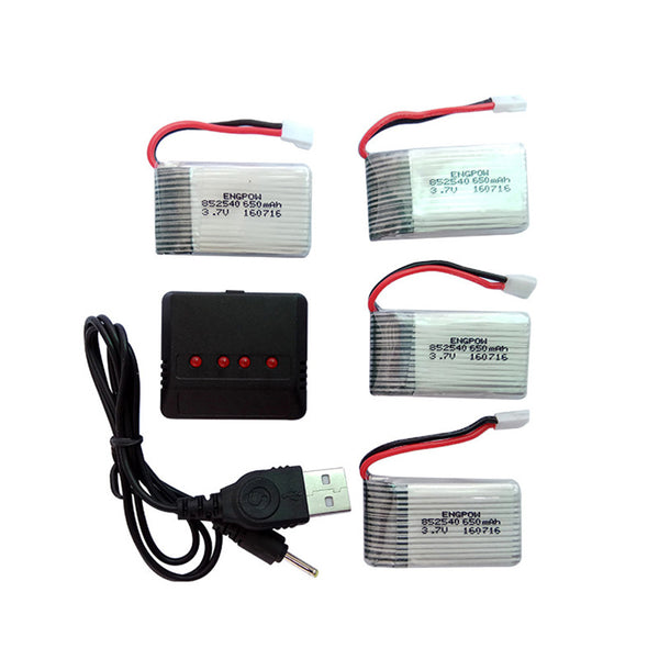 RC toy parts Drone battery 4PC 3.7V 650mAh Battery + 4 in 1 Charger